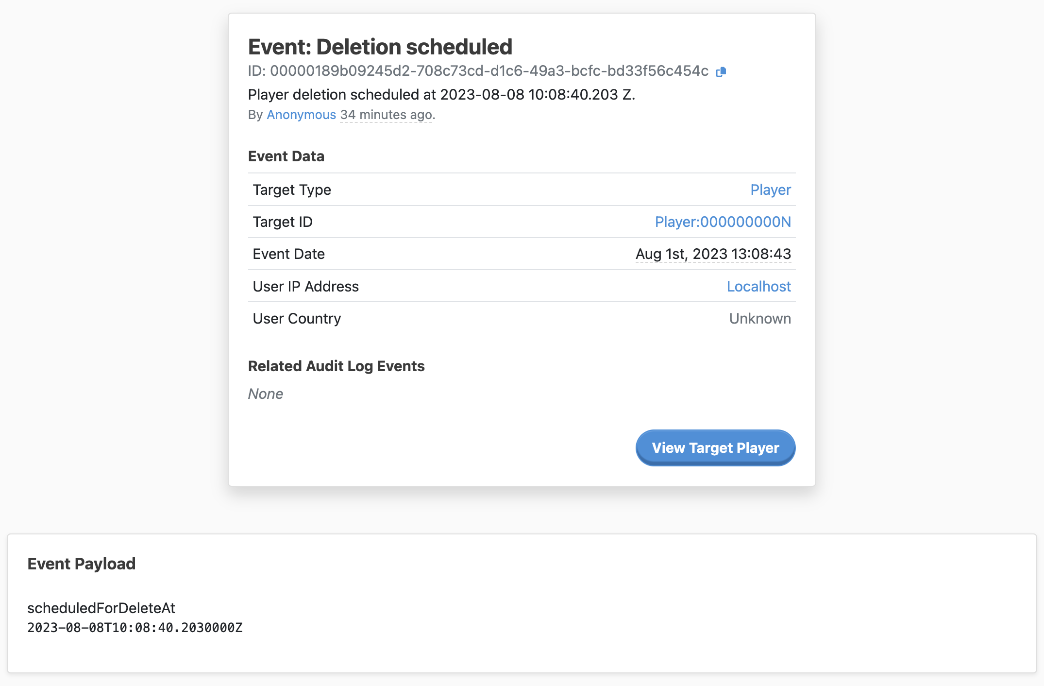You can use the links to quickly navigate to and from audit log events.