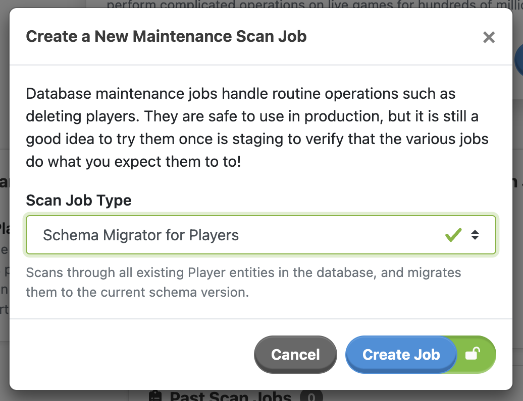 You can trigger new maintenance jobs straight from the LiveOps Dashboard!