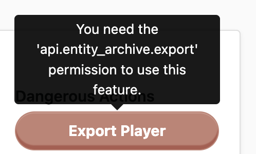 Tooltips show missing permissions in the LiveOps Dashboard.