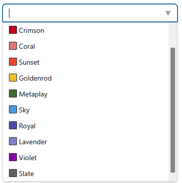 List of the predefined colors supported by the Timeline.