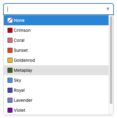 List of the predefined colors supported by the Timeline.