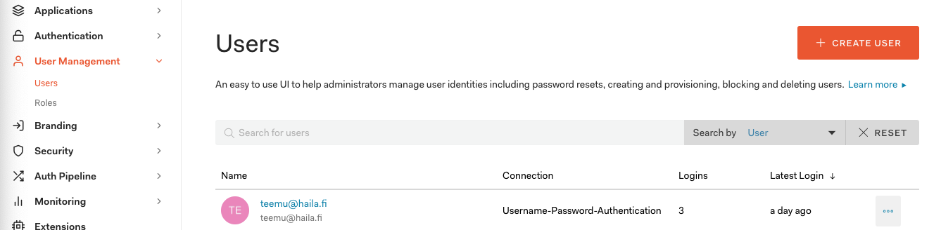 Use the "create user" button under the user management page to add new users to your organisation.