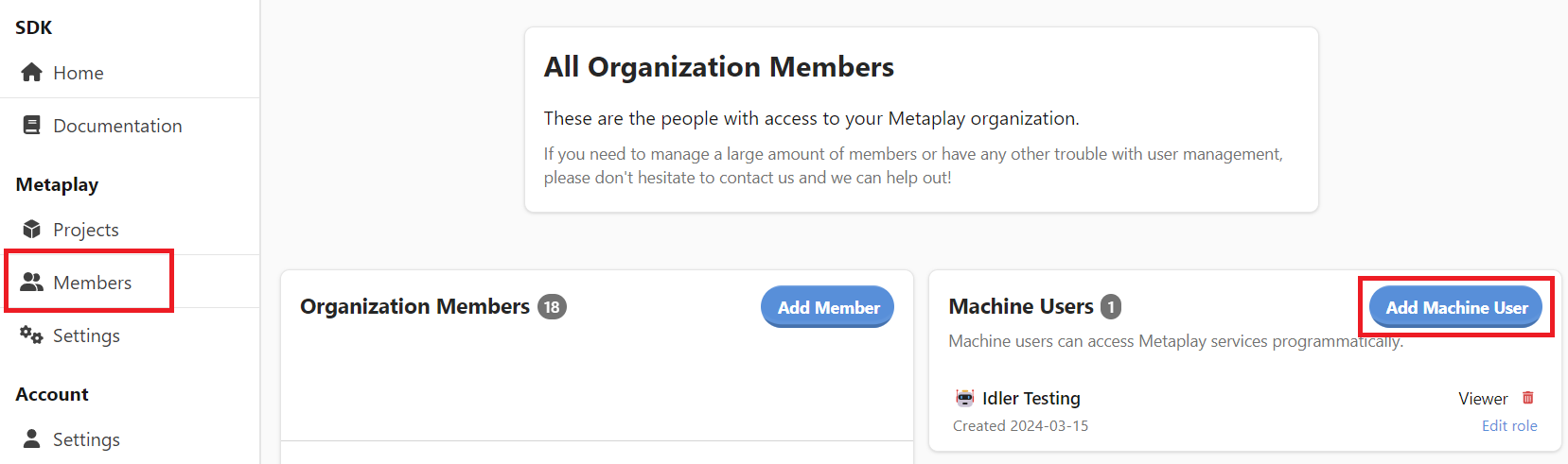 Create a new machine user in your organization.