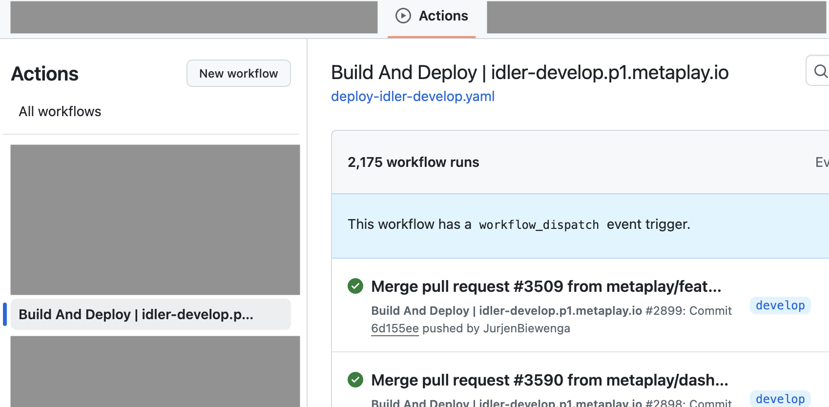 The Github Actions tab in your repository.