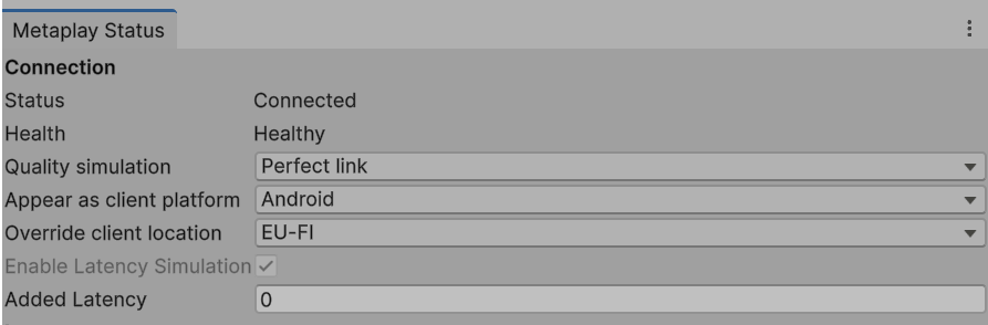 The Poor Connection Simulation Tool in the Unity editor.
