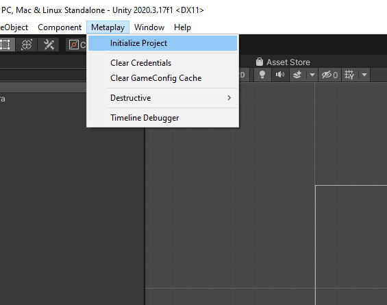Initialize the project in Unity.