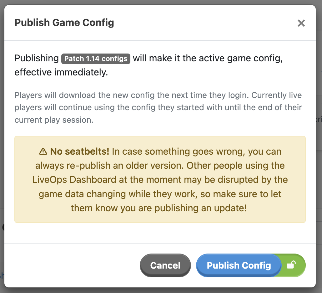 Publish your Game Configs