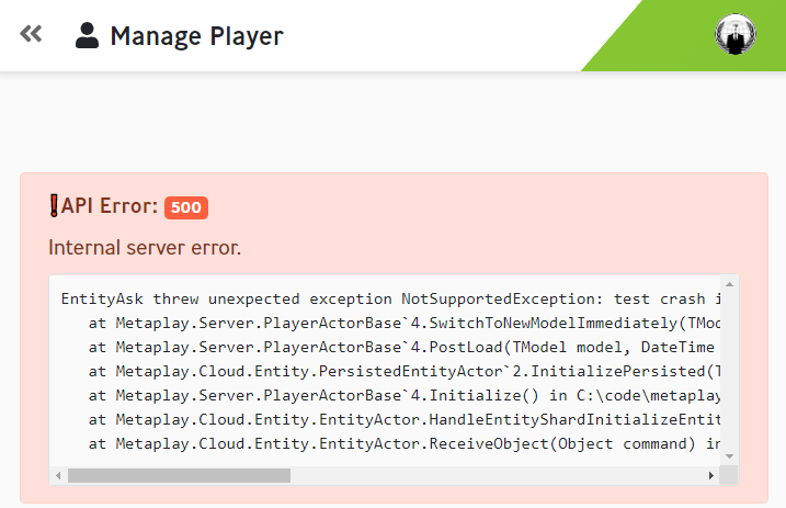 Opening a broken player now pipes in the relevant error message.
