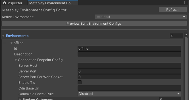 The new environment configs editor.