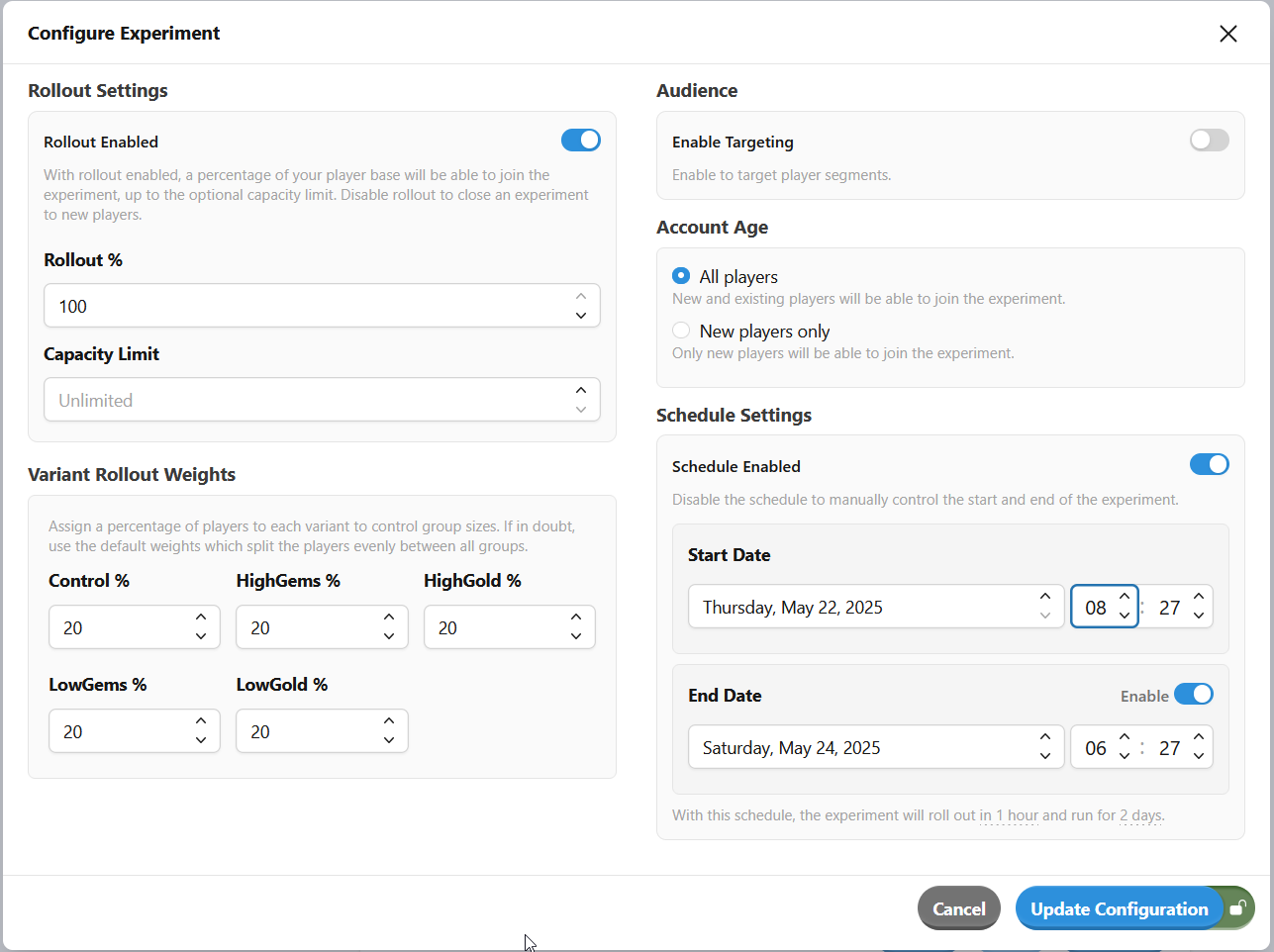 These settings come with sensible defaults.
