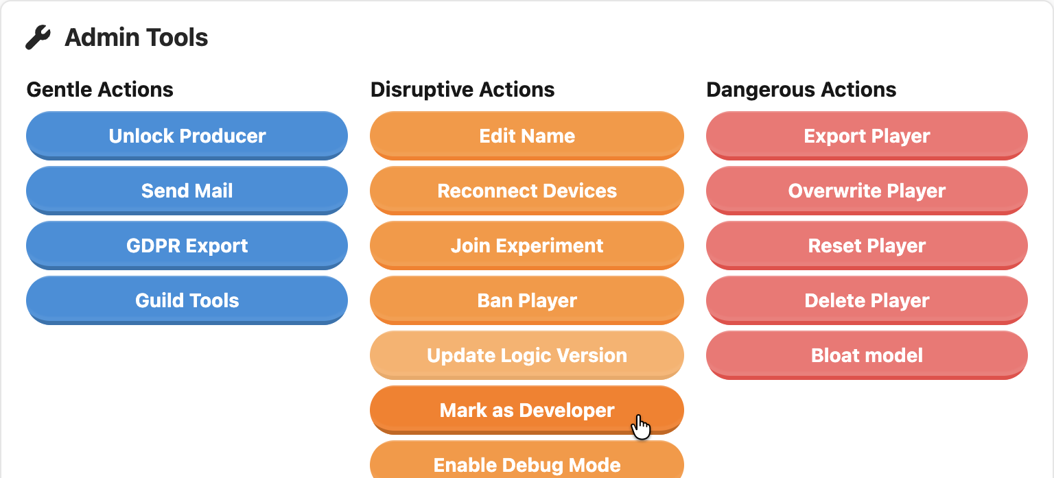 Click the Mark as Developer button.
