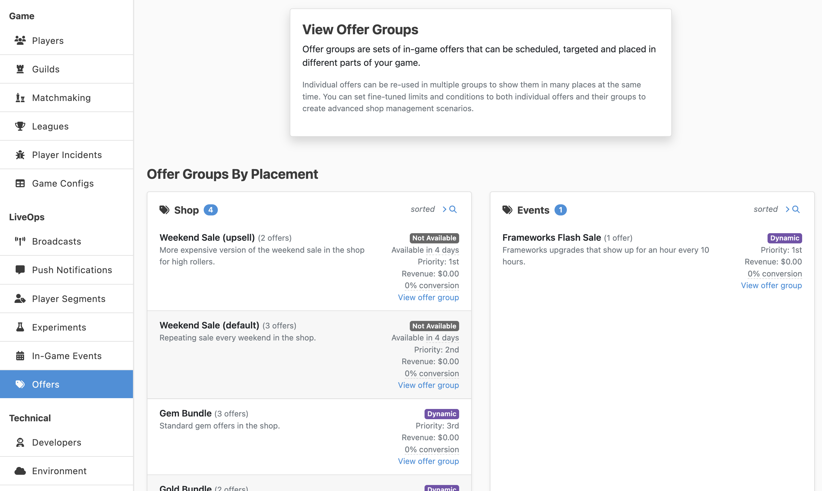 The by-placement organization will be useful once you've configured more Offer Groups.