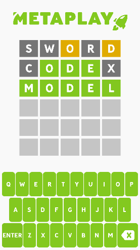 A solved Wordle puzzle